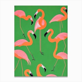 Flamingo Midcentury Illustration Bird Canvas Print
