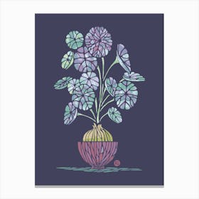 Watercolor Stephania Erecta leaves [navy-blue] Canvas Print