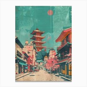 Kyoto Street Mid Century Modern Canvas Print