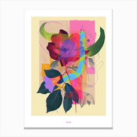 Rose 1 Neon Flower Collage Poster Canvas Print