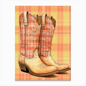 Checkered Cowgirl Boots 1 Canvas Print