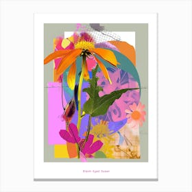 Black Eyed Susan 2 Neon Flower Collage Poster Canvas Print
