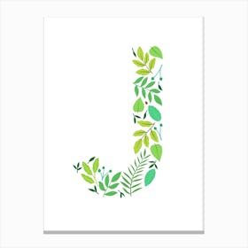 Leafy Letter J Canvas Print