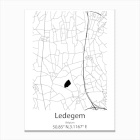 Ledegem,Belgium Minimalist Map Canvas Print