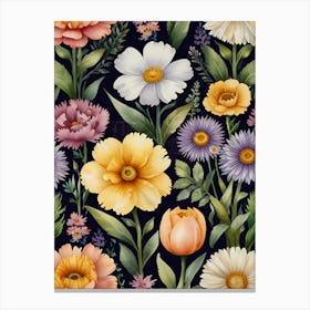 Watercolor Floral Pattern 6 Canvas Print