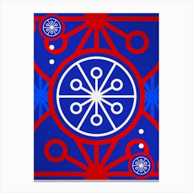 Geometric Glyph in White on Red and Blue Array n.0058 Canvas Print