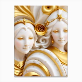 Fantasy Two Women In Gold Canvas Print