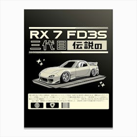 Maxda RX 7 FD3S White Canvas Print