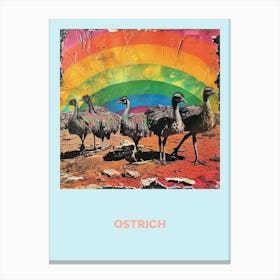 Ostrich Rainbow Poster 6 Canvas Print