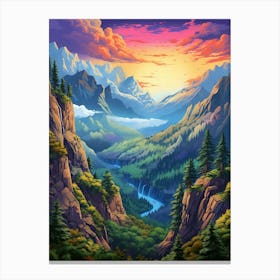 Mountainscape Pixel Art 1 Canvas Print