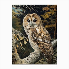 Oriental Bay Owl Relief Illustration 3 Canvas Print