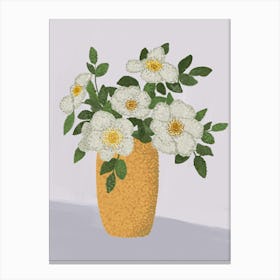 White Roses In A Vase Canvas Print