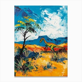 Colourful Dinosaur In The Desert Painting 2 Canvas Print