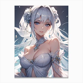 Anime Girl With White Hair Canvas Print