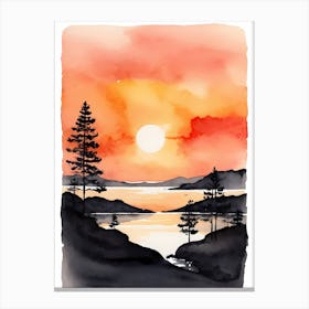Minimalist Sunset Watercolor Painting (19) Canvas Print