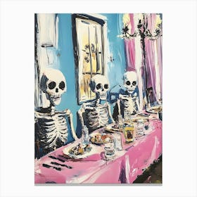 Skeletons At The Table 1 Canvas Print