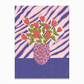 Tiger Print & Flowers In A Vase Canvas Print