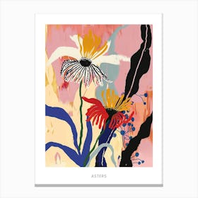 Colourful Flower Illustration Poster Asters 8 Canvas Print