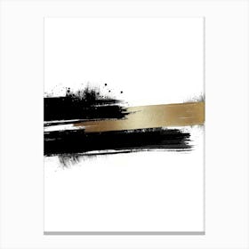 Gold And Black Brush Strokes 11 Canvas Print