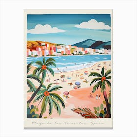 Poster Of Playa De Las Teresitas, Tenerife, Spain, Matisse And Rousseau Style 1 Canvas Print