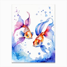 Twin Goldfish Watercolor Painting (74) Canvas Print