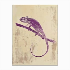 Purple Chameleon Panther Chameleon Block Print 6 Canvas Print