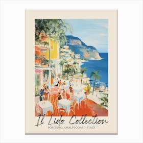 Positano, Amalfi Coast   Italy Il Lido Collection Beach Club Poster 6 Canvas Print
