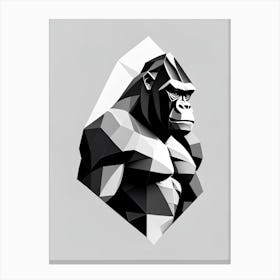 Gorilla Beating Chest Gorillas Black & White Geometric 1 Canvas Print