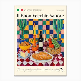 Il Buon Vecchio Sapore Trattoria Italian Poster Food Kitchen Canvas Print