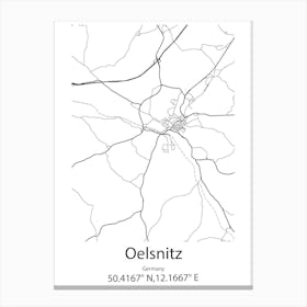 Oelsnitz,Germany Minimalist Map Canvas Print