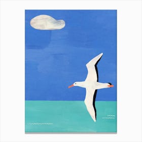 Albatross & Cloud |Summer Inspired Painting of Ocean, Sky and a Seagull| Bird Art Illustration Canvas Print