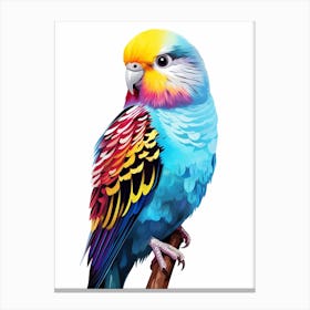 Colourful Geometric Bird Budgerigar 3 Canvas Print