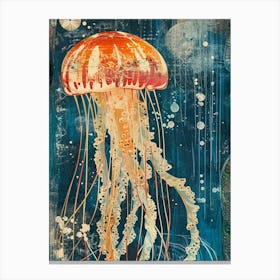 Jellyfish Retro Collage 1 Canvas Print