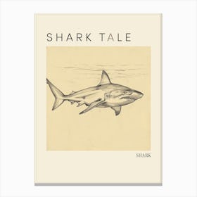 Vintage Shark Illustration 2 Poster Canvas Print