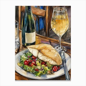 Fish And Salad Art Canvas Print