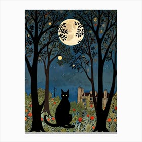 William Morris Cat In The Moonlight 15 Canvas Print