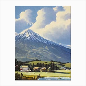 Mount Hutt, New Zealand Ski Resort Vintage Landscape 3 Skiing Poster Canvas Print
