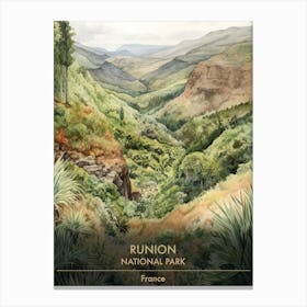 Runion National Park France Watercolour 1 Canvas Print