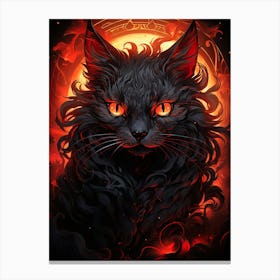 Black Cat On Fire Canvas Print