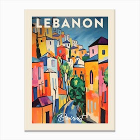 Beirut Lebanon 3 Fauvist Painting  Travel Poster Canvas Print
