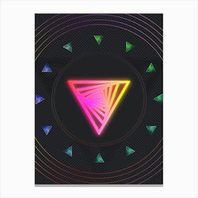 Neon Geometric Glyph in Pink and Yellow Circle Array on Black n.0148 Canvas Print