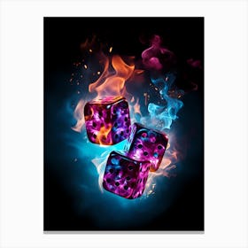 Dice In Fire Stock Photo Canvas Print