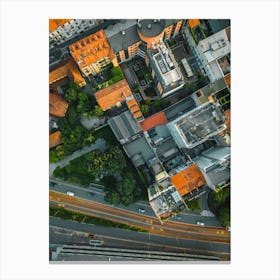 Top view street Milan Photo Poster Canvas Print