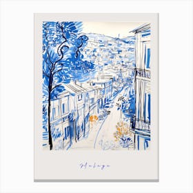 Malaga Spain 3 Mediterranean Blue Drawing Poster Canvas Print