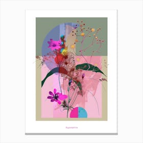 Gypsophila 2 Neon Flower Collage Poster Canvas Print