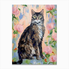 A Maine Coon Cat Painting, Impressionist Painting 4 Canvas Print