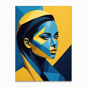 Geometric Woman Portrait Pop Art Fashion Yellow (32) Canvas Print