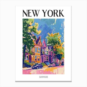 Sunnyside New York Colourful Silkscreen Illustration 4 Poster Canvas Print