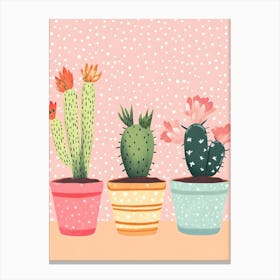 Cactus In Pots Canvas Print