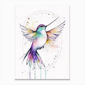 Hummingbird And Mandala Minimalist Watercolour Canvas Print